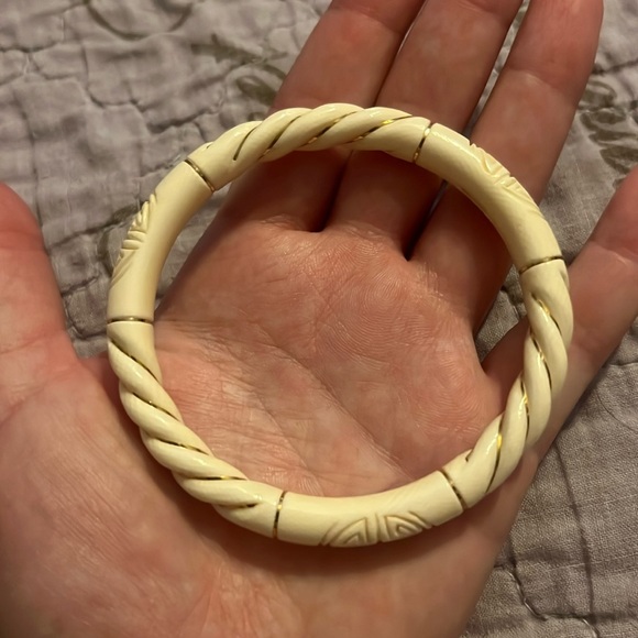 Antique Pre ban ivory 14k 585 carved bracelet - Picture 2 of 4